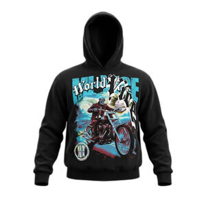 Evil Vice Mi Vice World of Woe Hoodie Large Black Skeleton Moto Graphic NWOT